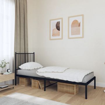 vidaXL Bedframe met hoofdbord metaal zwart 80x200 cm