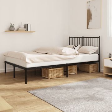 vidaXL Bedframe met hoofdbord metaal zwart 120x190 cm