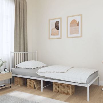 vidaXL Bedframe met hoofdbord metaal wit 100x190 cm