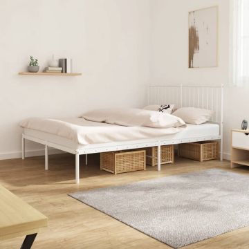 vidaXL Bedframe met hoofdbord metaal wit 140x190 cm