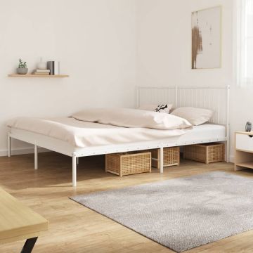 vidaXL Bedframe met hoofdbord metaal wit 183x213 cm