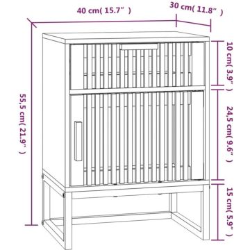 vidaXL Nachtkastjes 2 st 40x30x55,5 cm bewerkt hout en ijzer wit