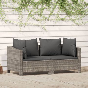 vidaXL 2-delige Loungeset met kussens poly rattan grijs