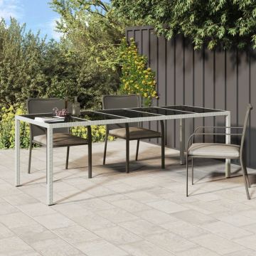 vidaXL Tuintafel 250x100x75 cm poly rattan en gehard glas wit