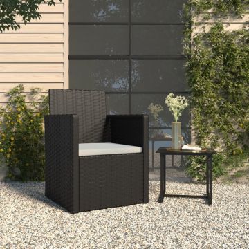 vidaXL Tuinstoel met kussen poly rattan zwart