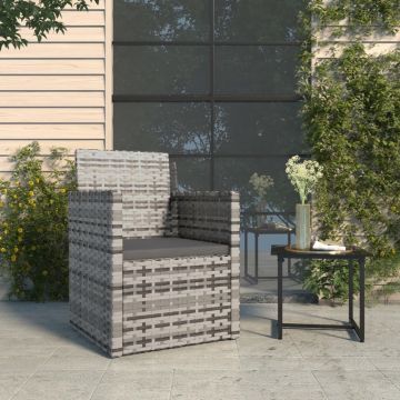 vidaXL Tuinstoel met kussens poly rattan grijs