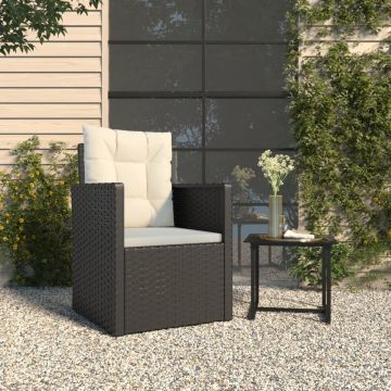 vidaXL Tuinstoel met kussens poly rattan zwart