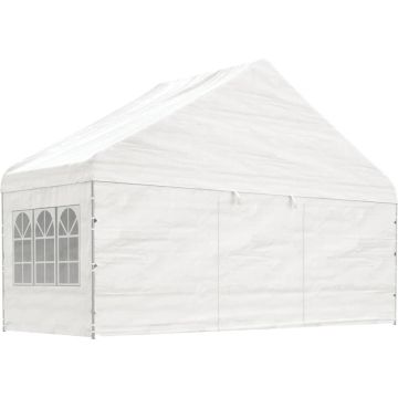 vidaXL Prieel met dak 5,88x2,23x3,75 m polyetheen wit