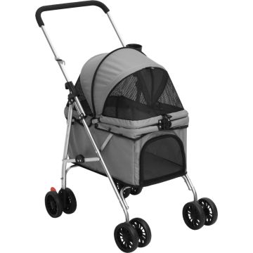 vidaXL Hondenwagen inklapbaar 76x50x100 cm oxford stof grijs