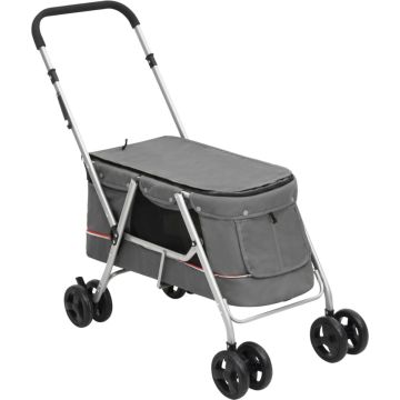 vidaXL Hondenwagen inklapbaar 100x49x96 cm linnenstof grijs