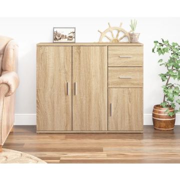 vidaXL Dressoir 91x29,5x75 cm bewerkt hout sonoma eikenkleurig