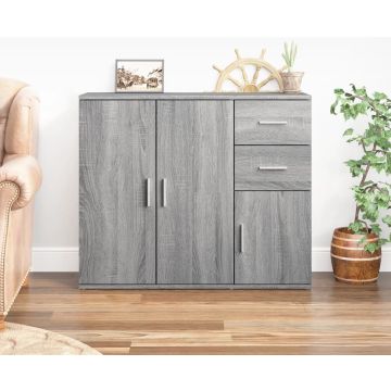 vidaXL Dressoir 91x29,5x75 cm bewerkt hout grijs sonoma eikenkleurig