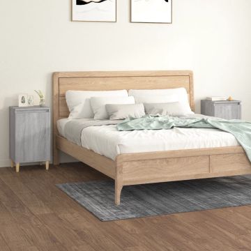 vidaXL Nachtkastjes 2 st 40x35x70 cm bewerkt hout grijs sonoma eiken