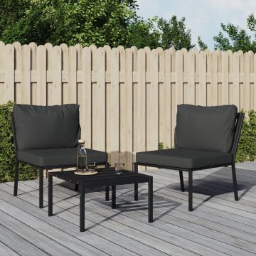 vidaXL Tuinstoelen met grijze kussens 2 st 60x74x79 cm staal