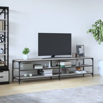 vidaXL Tv-meubel 200x30x50 cm bewerkt hout metaal grijs sonoma eiken