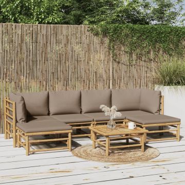 vidaXL 7-delige Loungeset met kussens bamboe taupe