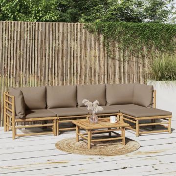 vidaXL 6-delige Loungeset met kussens bamboe taupe