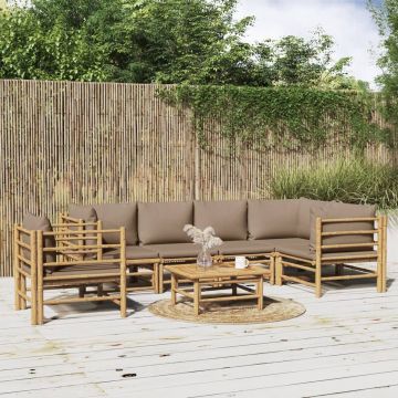 vidaXL 7-delige Loungeset met kussens bamboe taupe