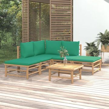 vidaXL 6-delige Loungeset met kussens bamboe groen