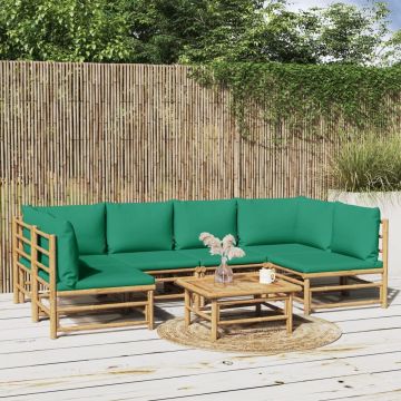 vidaXL 7-delige Loungeset met kussens bamboe groen