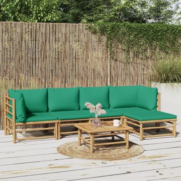 vidaXL 6-delige Loungeset met kussens bamboe groen