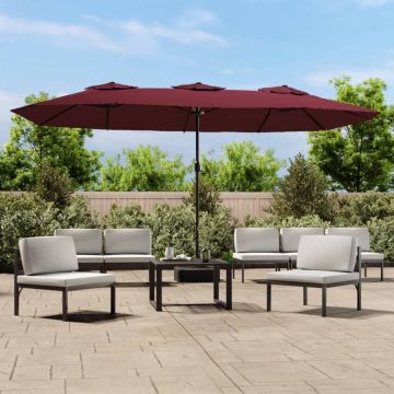 vidaXL Parasol dubbel 449x245 cm bordeauxrood