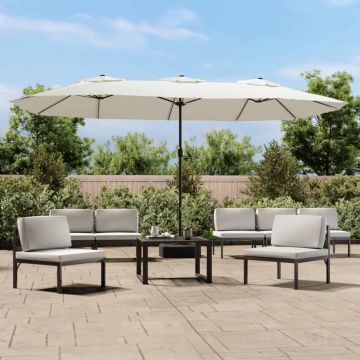 vidaXL Parasol dubbel met LED 449x245 cm zandwit