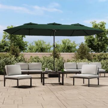 vidaXL Parasol dubbel met LED 449x245 cm groen