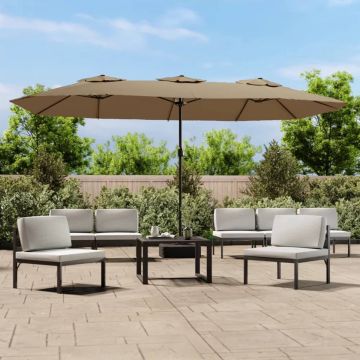 vidaXL Parasol dubbel met LED 449x245 cm taupe