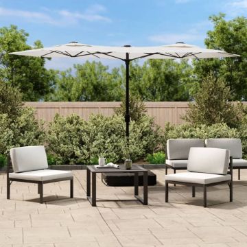 vidaXL Parasol dubbel met LED's 316x240 cm zandwit