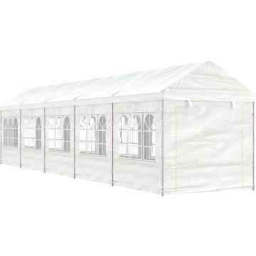 vidaXL Prieel met dak 11,15x2,28x2,69 m polyetheen wit