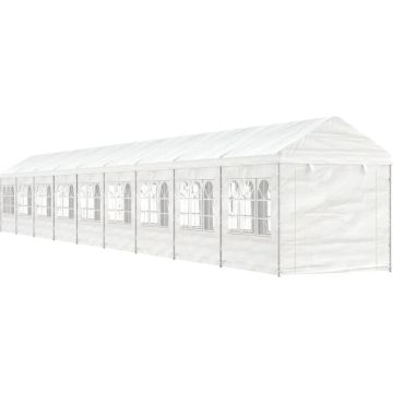 vidaXL Prieel met dak 20,07x2,28x2,69 m polyetheen wit