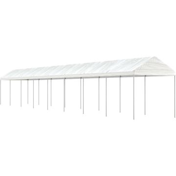 vidaXL Prieel met dak 17,84x2,28x2,69 m polyetheen wit