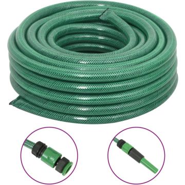 vidaXL Tuinslang met bevestigingsset 20 m PVC groen