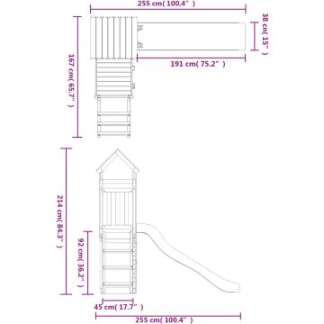 vidaXL Speelhuis met glijbaan en klimwand massief douglashout