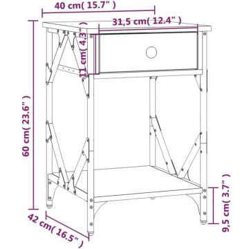 vidaXL Nachtkastje 40x42x60 cm bewerkt hout sonoma eikenkleurig