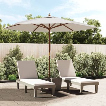 vidaXL Parasol met houten paal 299x240 cm zandkleurig