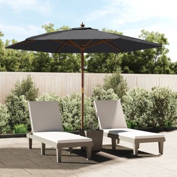 vidaXL Parasol met houten paal 299x240 cm zwart