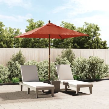 vidaXL Parasol met houten paal 198x198x231 cm terracottakleurig