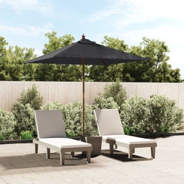 vidaXL Parasol met houten paal 198x198x231 cm zwart