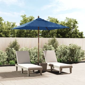 vidaXL Parasol met houten paal 198x198x231 cm azuurblauw