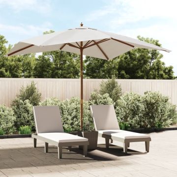 vidaXL Parasol met houten paal 300x300x273 cm zandkleurig