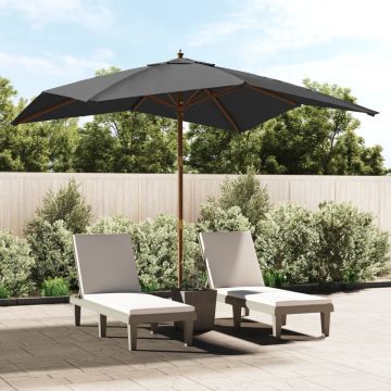 vidaXL Parasol met houten paal 300x300x273 cm antracietkleurig