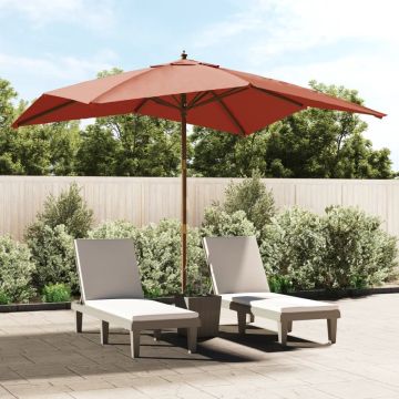 vidaXL Parasol met houten paal 300x300x273 cm terracottakleurig