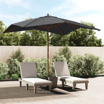 vidaXL Parasol met houten paal 300x300x273 cm zwart