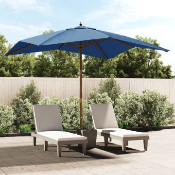 vidaXL Parasol met houten paal 300x300x273 cm azuurblauw