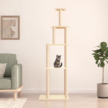 vidaXL Kattenmeubel met sisal krabpalen 183 cm crèmekleurig