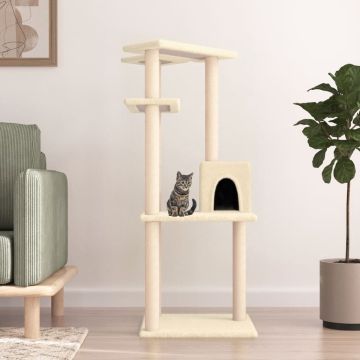 vidaXL Kattenmeubel met sisal krabpalen 123 cm crèmekleurig