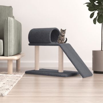 vidaXL Kattenmeubel met tunnel en ladder 55,5 cm donkergrijs