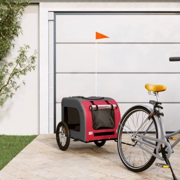 vidaXL Hondenfietskar oxford stof en ijzer rood en grijs